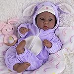 Aori Black Baby Dolls Realistic,17-inch Lifelike Soft Body Baby Girl That Look Real with Feeding Kit Included, Ideal Gift for Kids, Birthday, Pretend Play