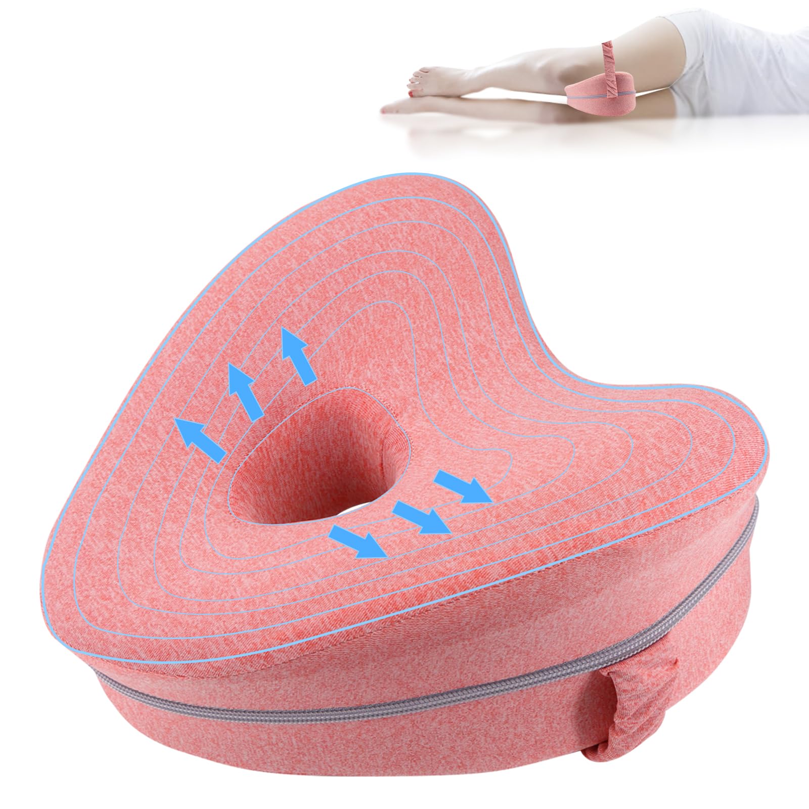 Knee Pillow for Sleeping on Side, Ergononmic Spine Alignment Pillow Knee Support Pillow, Memory Foam Leg Pillow for Side Sleepers with Straps, Hip Pillow for Sleeping,Leg Positioner Elevation Pillows