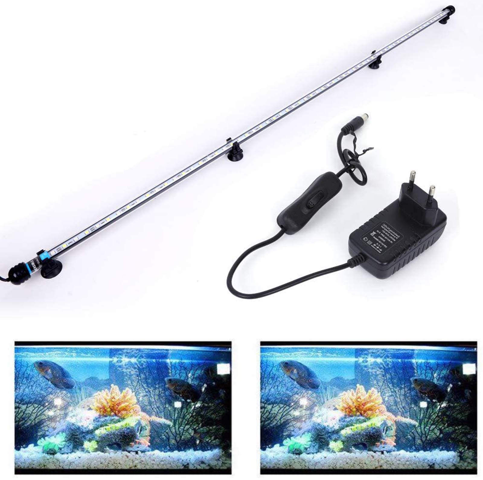SolarNovo LED Luz de acuario Iluminación subacuática Cubierta ligera superior Lámpara impermeable para tanque de peces con control remoto Cambio (Azul & blanco, 1.8 * 18cm) — view 11