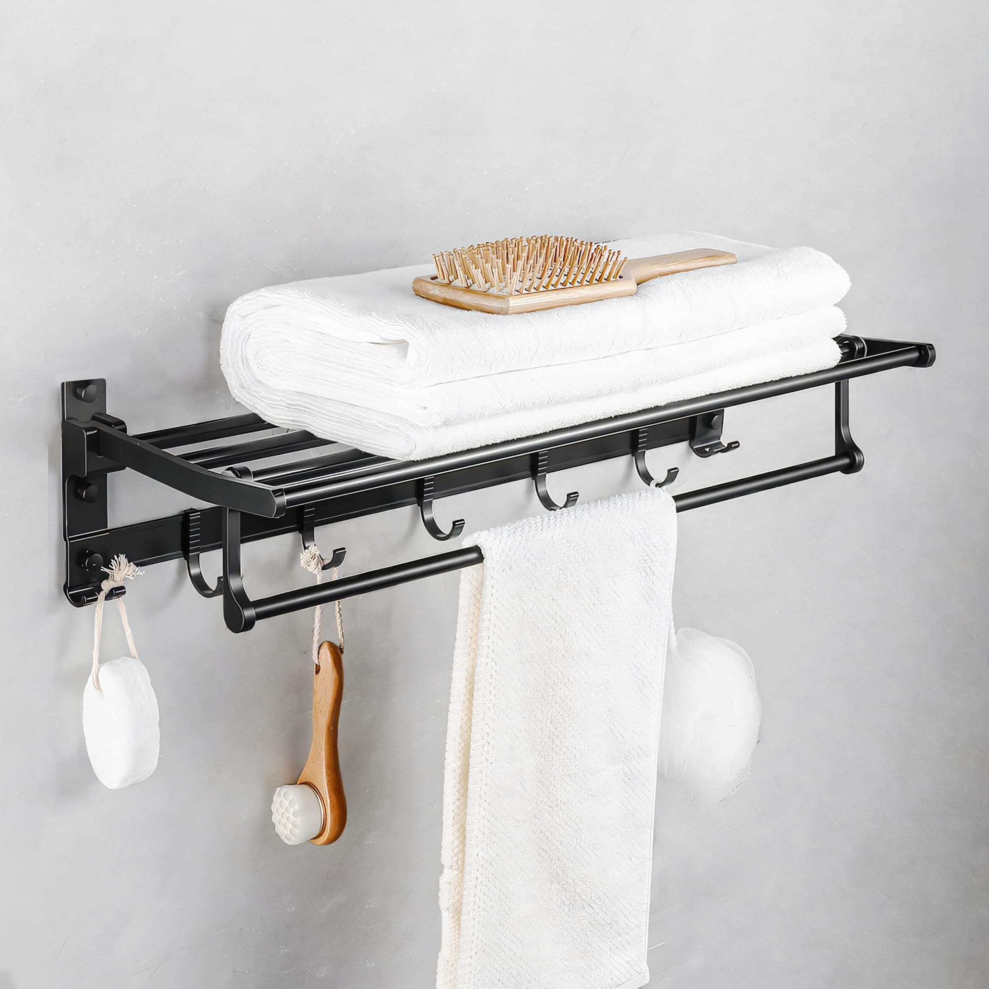 Bathroom Accessories Set - 24 Inch MIORAH Towel Rod Towel Rack Clothes Hanger and Towel Holder - Rust-Resistant Bathroom Fittings for Home Black Pack of 1-image-49