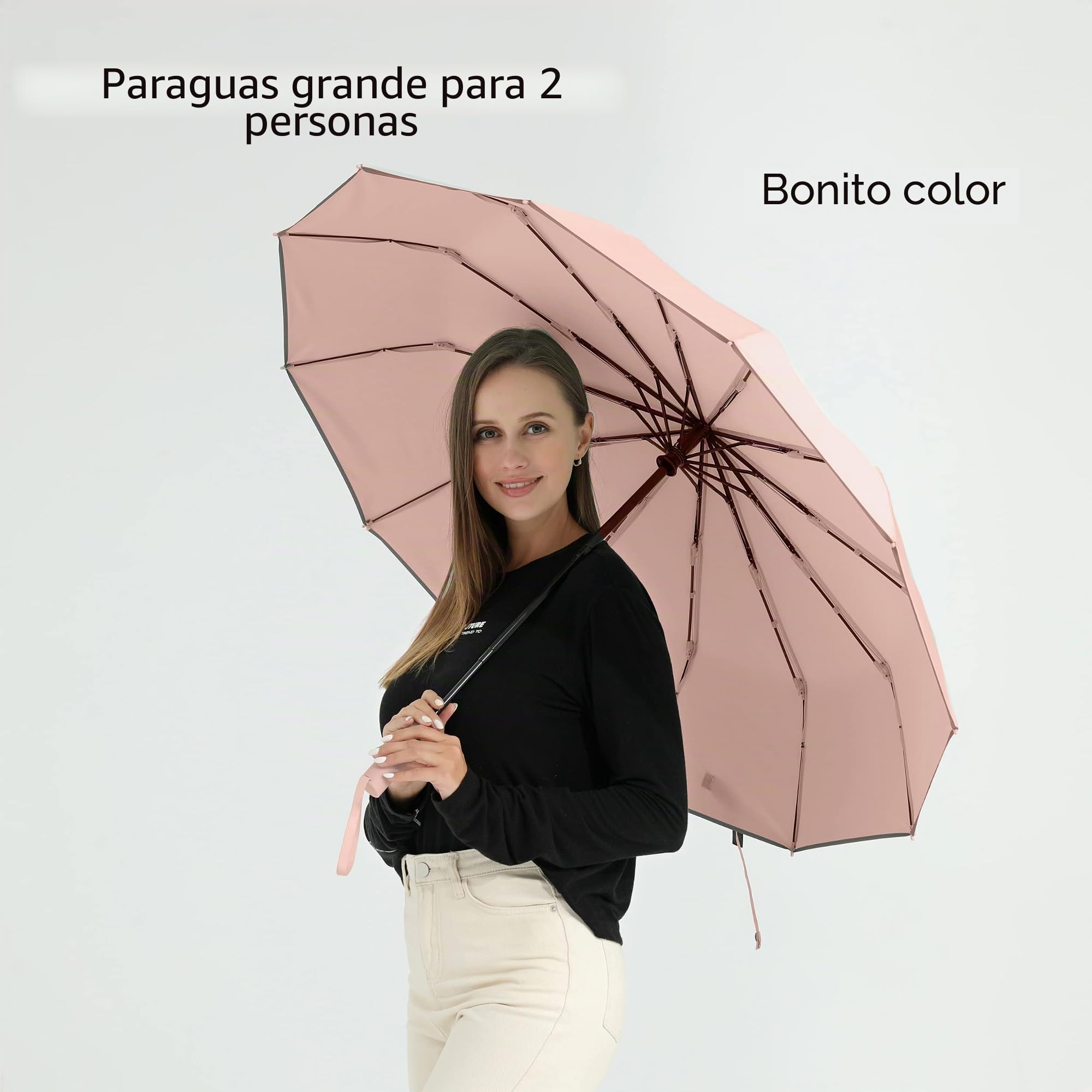 Paraguas para lluvia, resistente al viento, compacto, automático, plegable, para hombres y mujeres, paraguas grande para 2 personas, paraguas pequeño con toldo grande para hombres, mujeres y tu