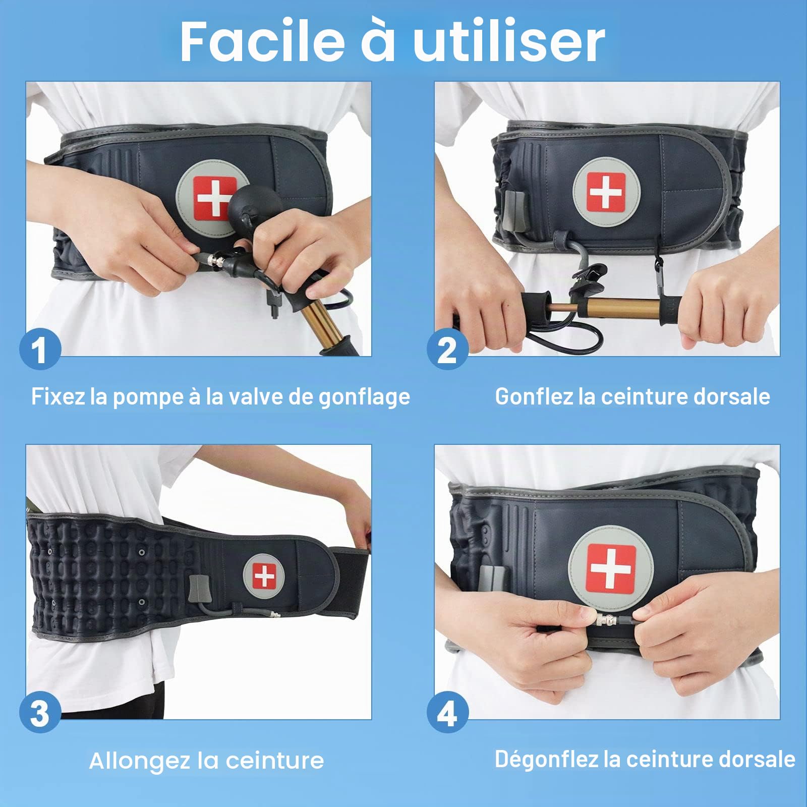 Ceinture lombaire gonflable pour douleurs au bas du dos