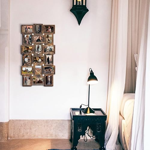 Miniatura 3 de J.M.Deco Marcos de fotos de collage para decoración de pared, juego de marcos de fotos Reunion de 18 aperturas, marcos de fotos de 4 x 6 para sala