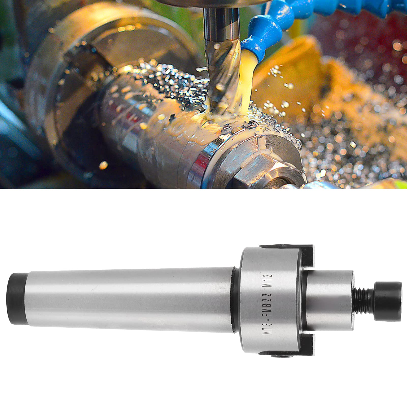 MT3-FMB22-M12 Support de Mandrin à Pince Conique, Outils de Fraisage de Support D'outil CNC, Fraise de Face D'adaptateur D'arbre de Visage en Acier à Haute Teneur en Carbone, pour Fraiseuse