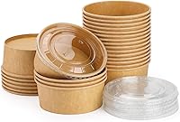 Vista 9 de Paquete de 50 recipientes desechables de 25 onzas con tapas, cuencos de papel con tapas, recipientes de sopa con tapas, recipientes de papel