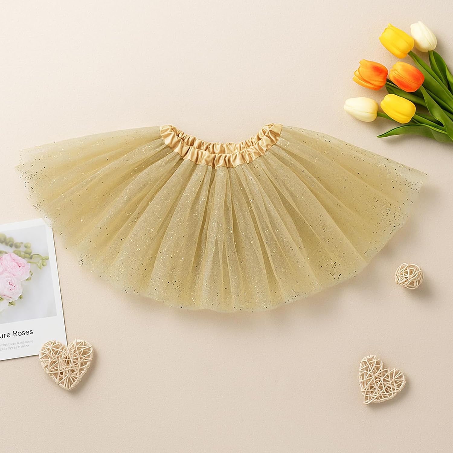 Tutu Skirt Girls 3 Layers Sparkle Tulle Skirt Ballet Dance Dress Princess Skirt for Toddler Girls