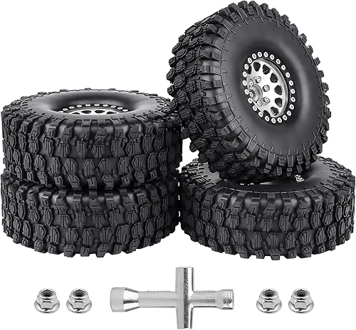 Miniatura 7 de Ruedas y neumáticos de aluminio 1.9 Beadlock para Traxxas TRX4 Axial SCX10 II III RR10 Wraith Redcat Gen 8 Gen 7 RC4WD escala 110 RC Crawler Rocks