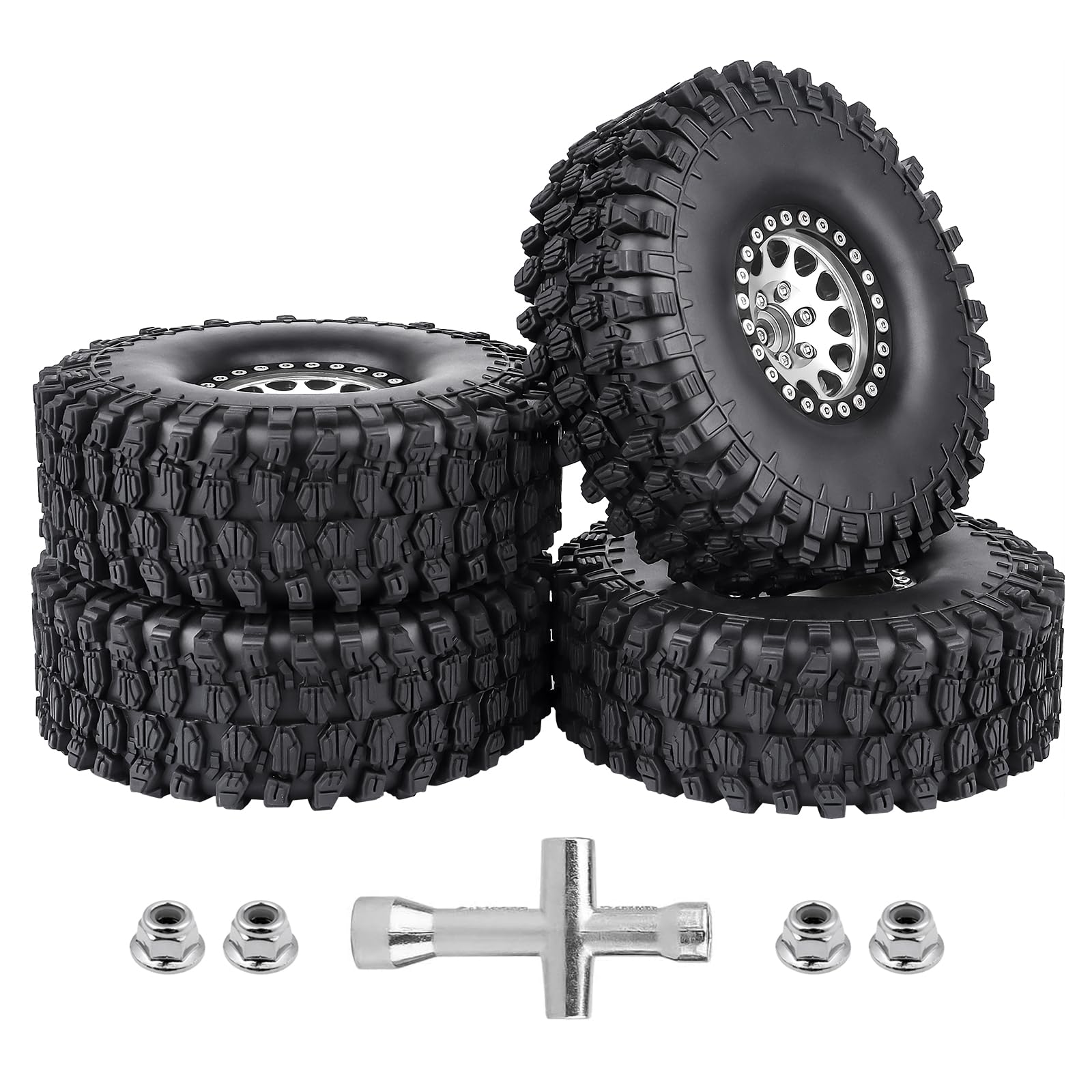 Amazon.com: CrazyHobby Aluminum 1.9 Beadlock Wheels and Tires for