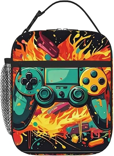 Miniatura 11 de Lonchera verde de los años 80 y 90 con aislamiento retro neón para mujeres y hombres, lonchera reutilizable a prueba de fugas con compartimento 80s