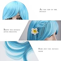 Vista 28 de Peluca de cosplay para mujeres con gorra, peluca de 28 in largo y ondulado resistente al calor de AKStor, Negro