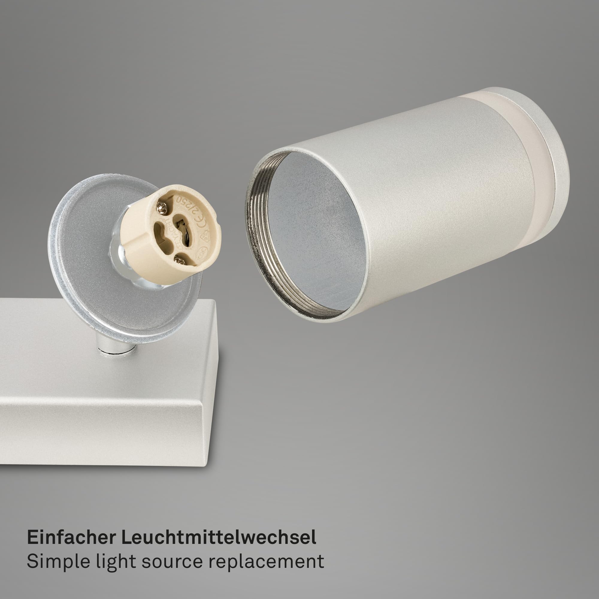 BRILONER - Deckenlampe mit seitl. Lichtauslass, schwenkbar, GU10, Deckenleuchte, Lampe, Wohnzimmerlampe, Schlafzimmerlampe, Küchenlampe, Deckenstrahler, Deckenbeleuchtung, 20 cm, Chrom-Matt