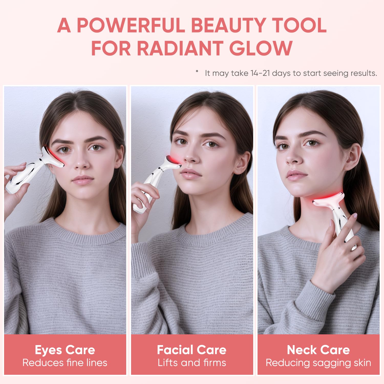 Masajeador Facial Eléctrico, Masajeador Facial Antiarrugas de 6 Modos 7 Colors LED a 45℃ EMS Lifting 4 Niveles Vibración Faciales Reductor de Papada Máquina de Belleza Para Cuello Mujer