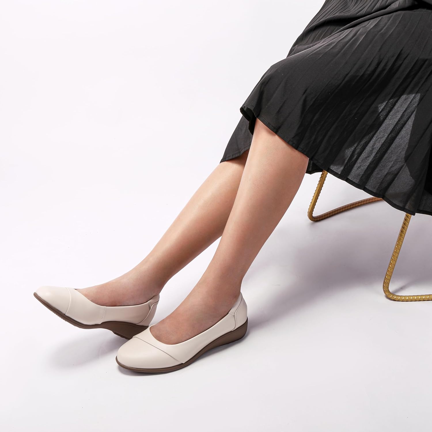 Women Bunion Dress Leather Shoes Low Heel Orthotic Wedges Orthopedic Loafers Work Pumps - Image 3