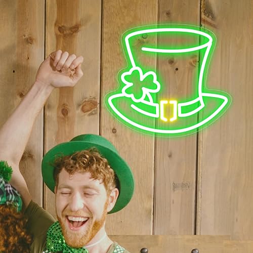 Miniatura 2 de Letrero de neón del Día de San Patricio para decoración de pared, sombrero de trébol de la suerte con luz LED para habitación, jardín, cueva de