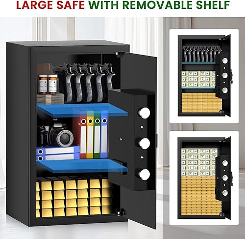 Miniatura 7 de Caja fuerte ignífuga grande de 4.5 pies cúbicos, caja fuerte para el hogar, resistente al agua y al fuego, con teclado programable, alerta