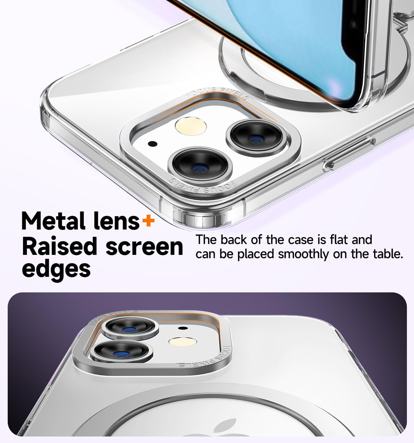 MAGIC JOHN for iPhone 11 Case[Compatible with Magsafe] [with Magnetic Metal Stand][Military Grade Shockproof][Anti Yellowing],Translucent Matte Back with Soft Edge,Clear