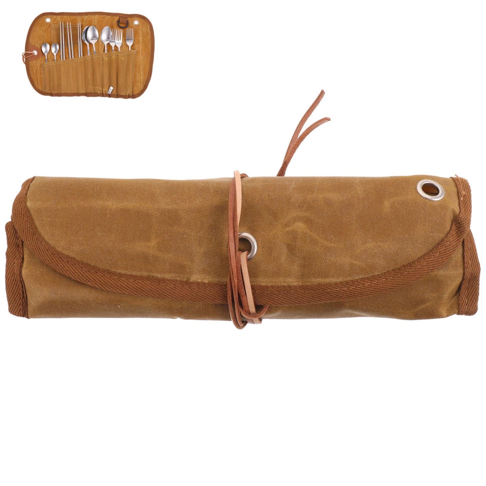 TOYANDONA Campinggeschirr Satz mit Tragbarem Besteckset aus Edelstahl und Nylon mit Aufbewahrungstasche für Sichere und Ordentliche Aufbewahrung Beim Outdoor Camping