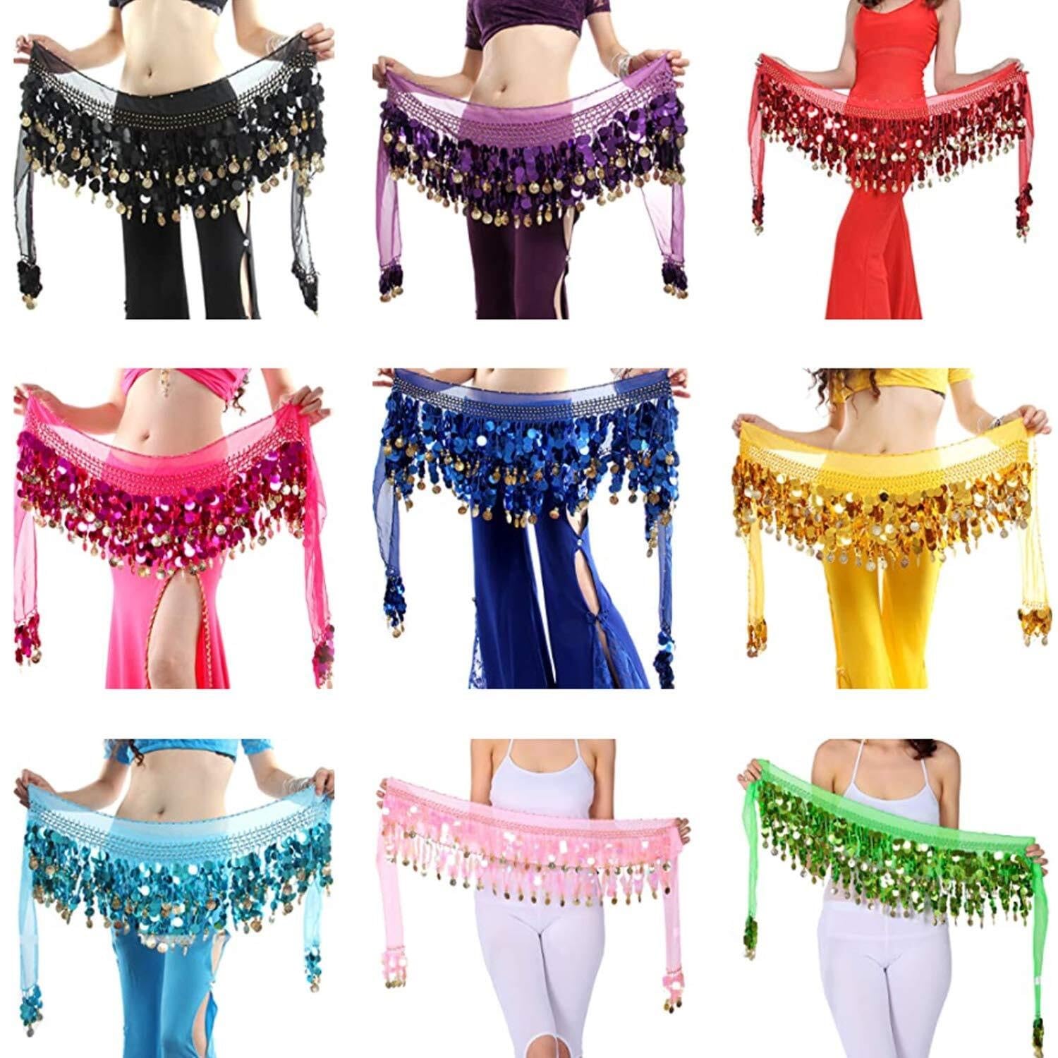Gonna di danza del ventre con paillettes in lega chiffon