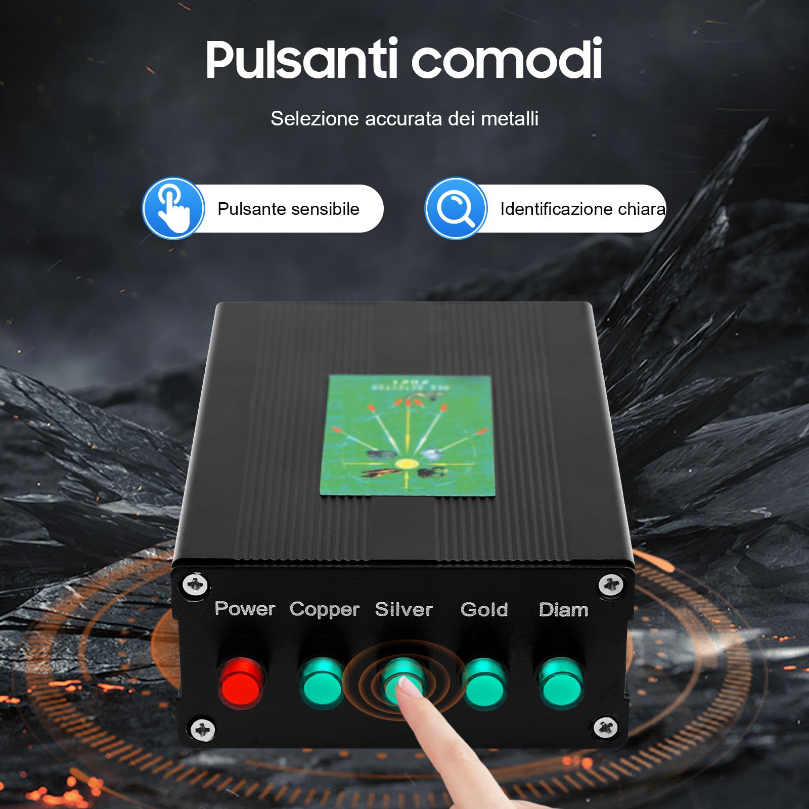 Detector de metales de mano, profesional, doble muestra, alcance de 1000 m, 20 m de profundidad, detector de tesoros, dorado, con bolsa portátil para adultos