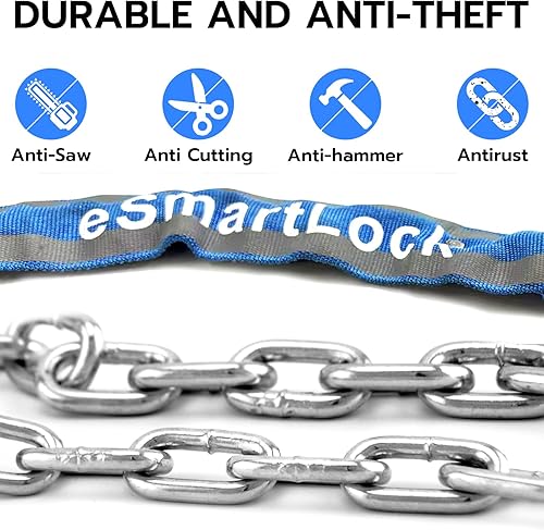 Miniatura 5 de eLinkSmart - Candado de cadena sin llave, impermeable, para bicicleta, 39.3 pulgadas, para bicicleta, scooter, motocicleta, puerta, puerta, puerta,
