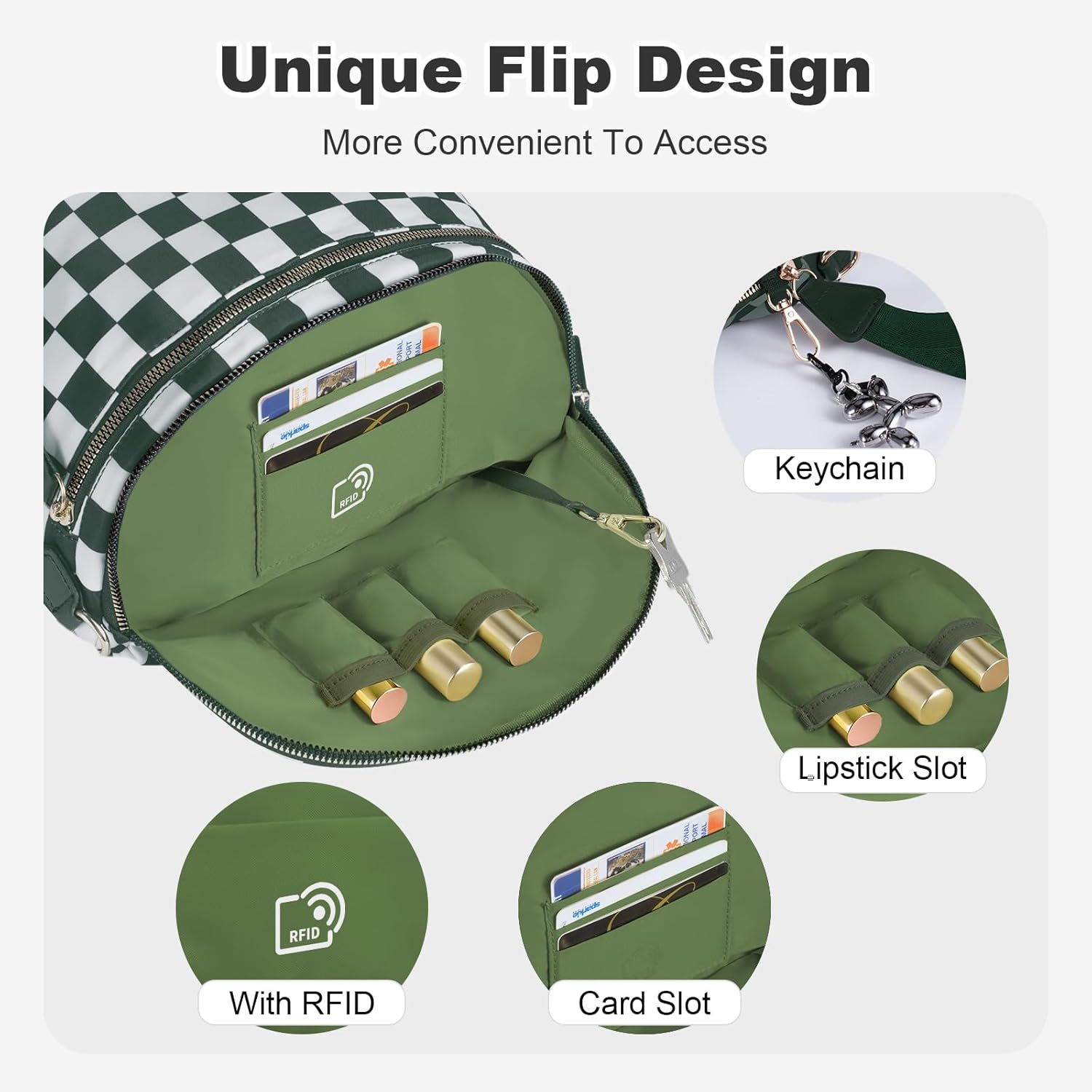 Bum Bag Checkered Crossbody Bag for Women, Nylon Bum Bags with Adjustable Strap Oversized Waist Purse Women's Large Fanny Pack - Image 4