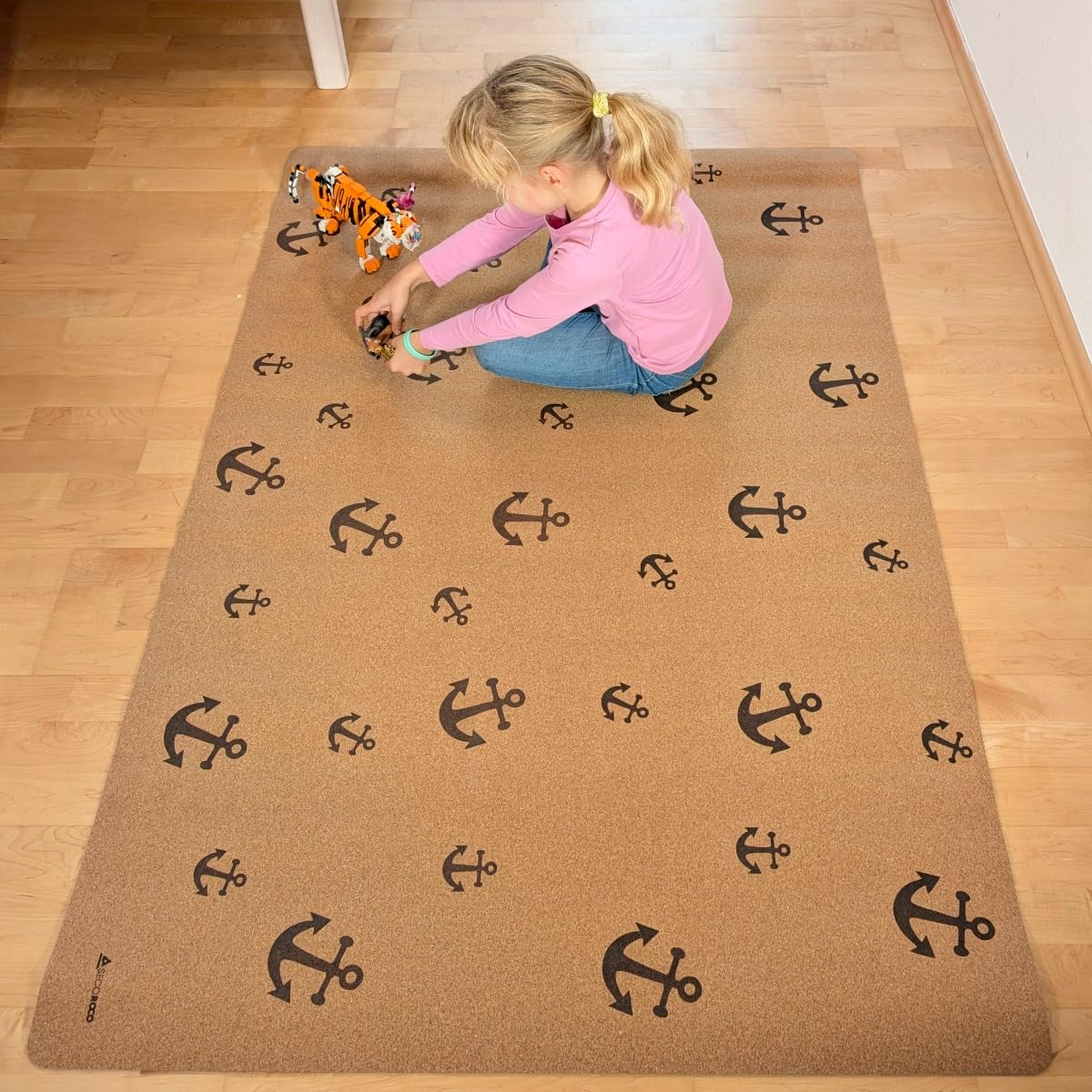 Spielmatte aus Kork. Schadstofffreie Krabbelmatte für Babys und Kinder. Anker 160x110 cm