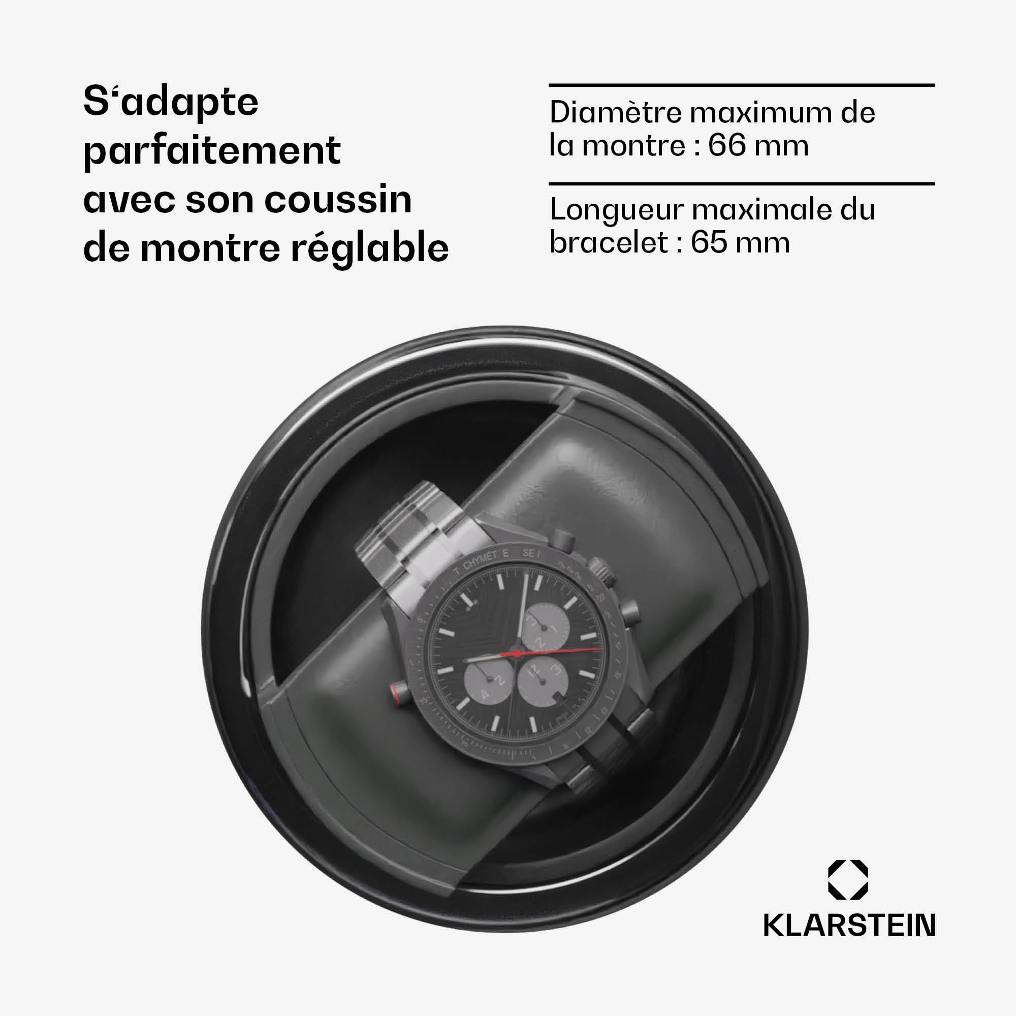 KLARSTEIN Remontoir Automatique pour Montres, boîte à Montre Homme et Femme, vitrine en Acrylique, Ultra-Silencieux, 5 réglages TPD, 3 Modes de Rotation