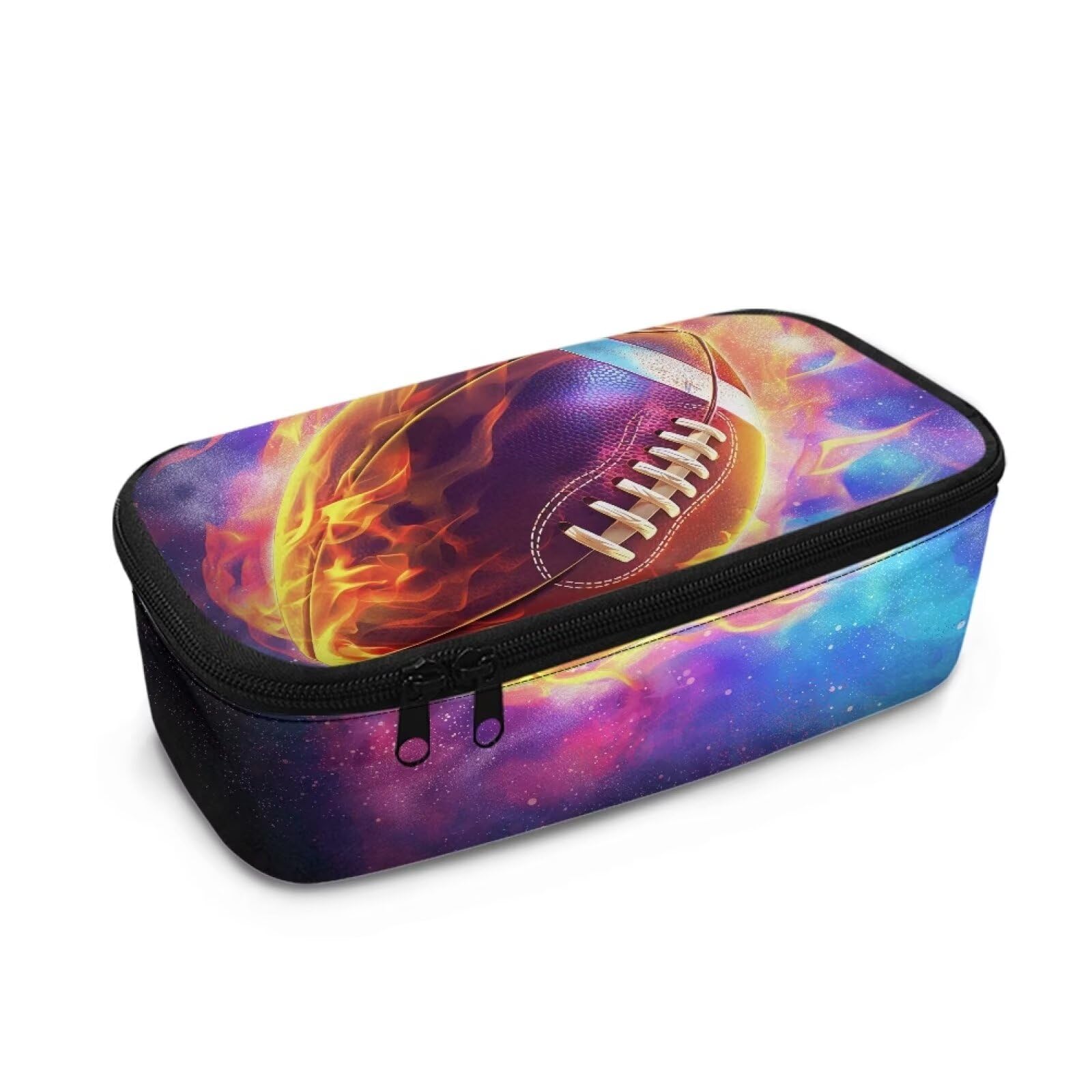 COEQINE Pencil Case for Boys Novelty Rugby Ball Pattern Pencil Pouch with Large Capacity Pencil Box Storage Stationery Bag Pen Slot for Back Shcool,Cyberpunk Rugby Football — image 1