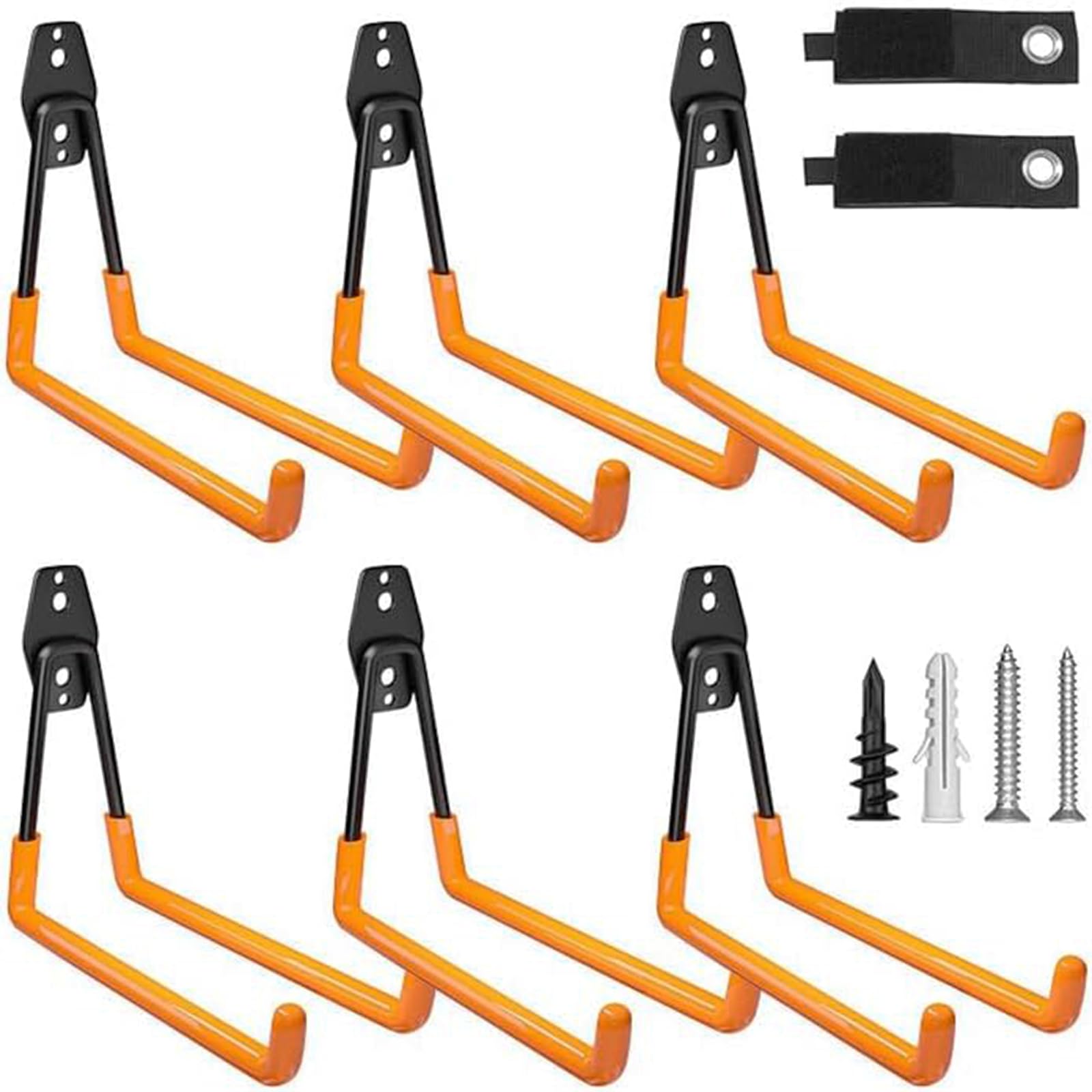 Wallavant Garagenhaken, robust, Wandhalterung, Aufbewahrungsbügel mit Verlängerungskabelhalter, Organizer, für Elektrowerkzeug, Gartenwerkzeug, Nutzfahrzeug, Leiter, Schlauch und mehr, 8 Stück
