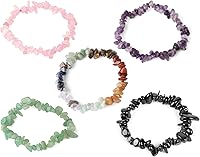 USRommaner 5PCS Natural Gemstone Chakra Healing Stretch Bracelets - Amethyst, Aventurine, Obsidian for Reiki Yoga Jewelry