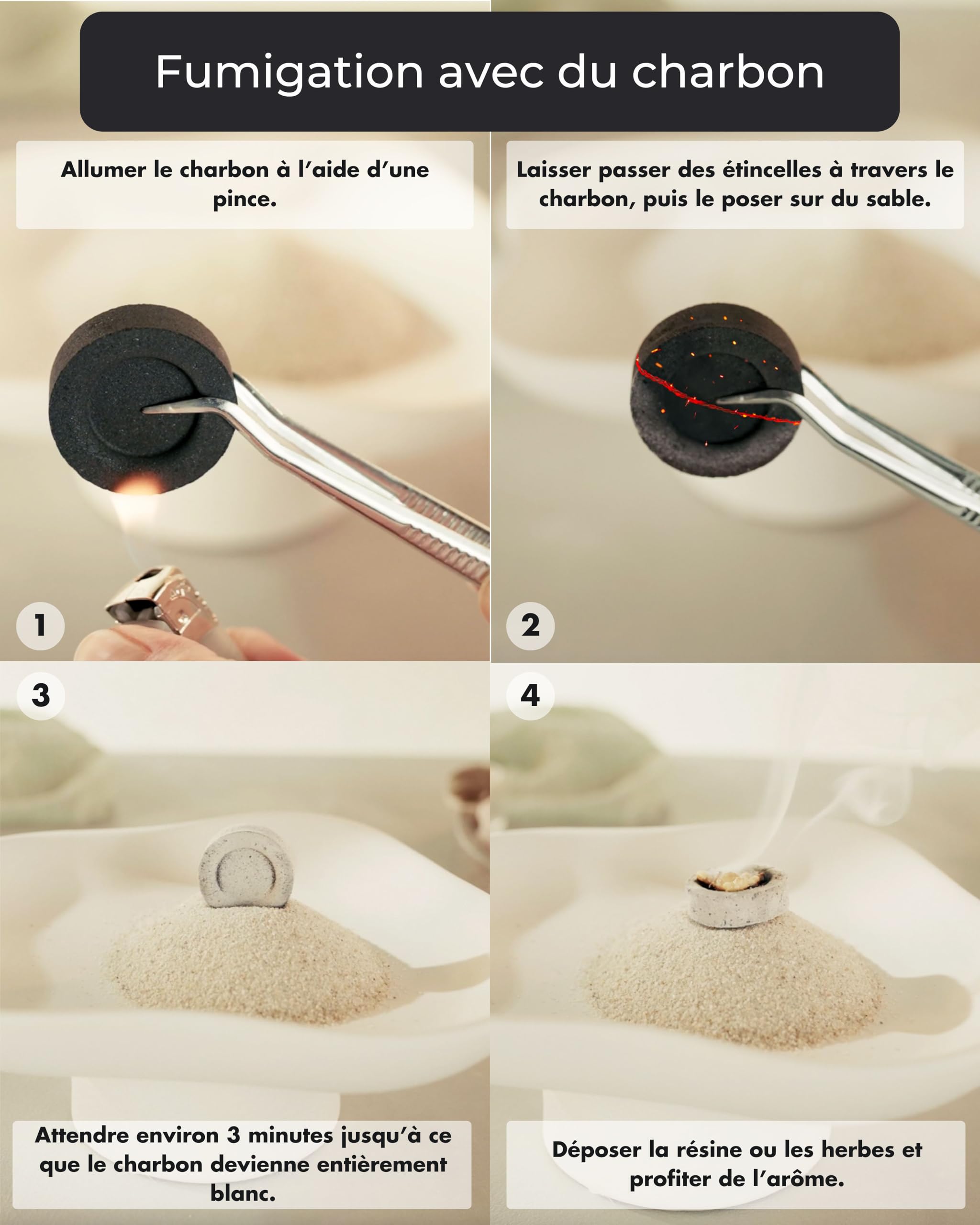 Charbon Bois qualité supérieure Lot de 10 comprimés - Accessoires Fumage pour encens et résine