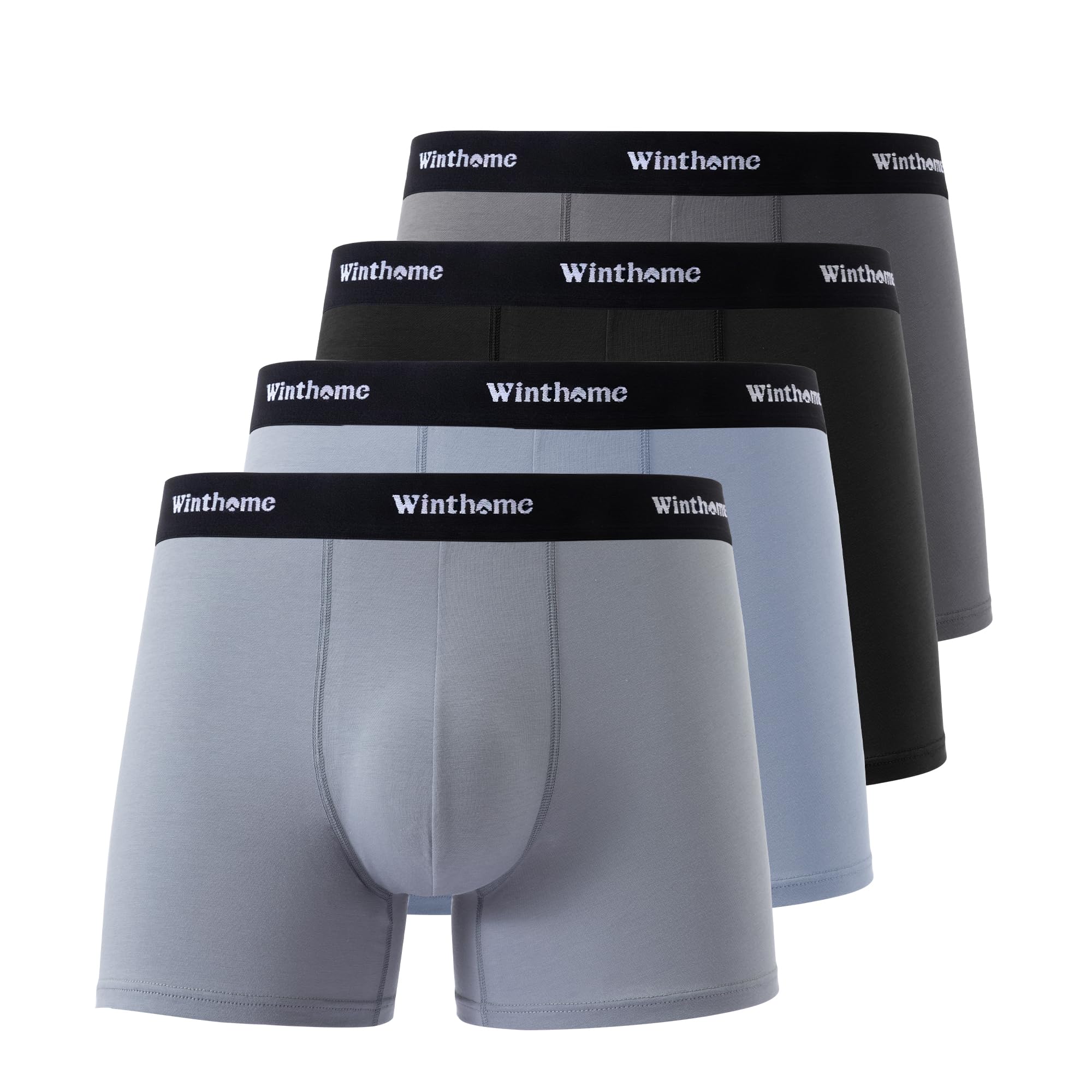 Winthome Boxershorts Herren 4er Pack - Nahtlos Unterhosen Männer aus Baumwolle Bequem Atmungsaktiv, Weich Ohne Einzuschneiden, Unterwäsche mit 3D-Pouch, Elastische Bund, Formstabil, im Karton