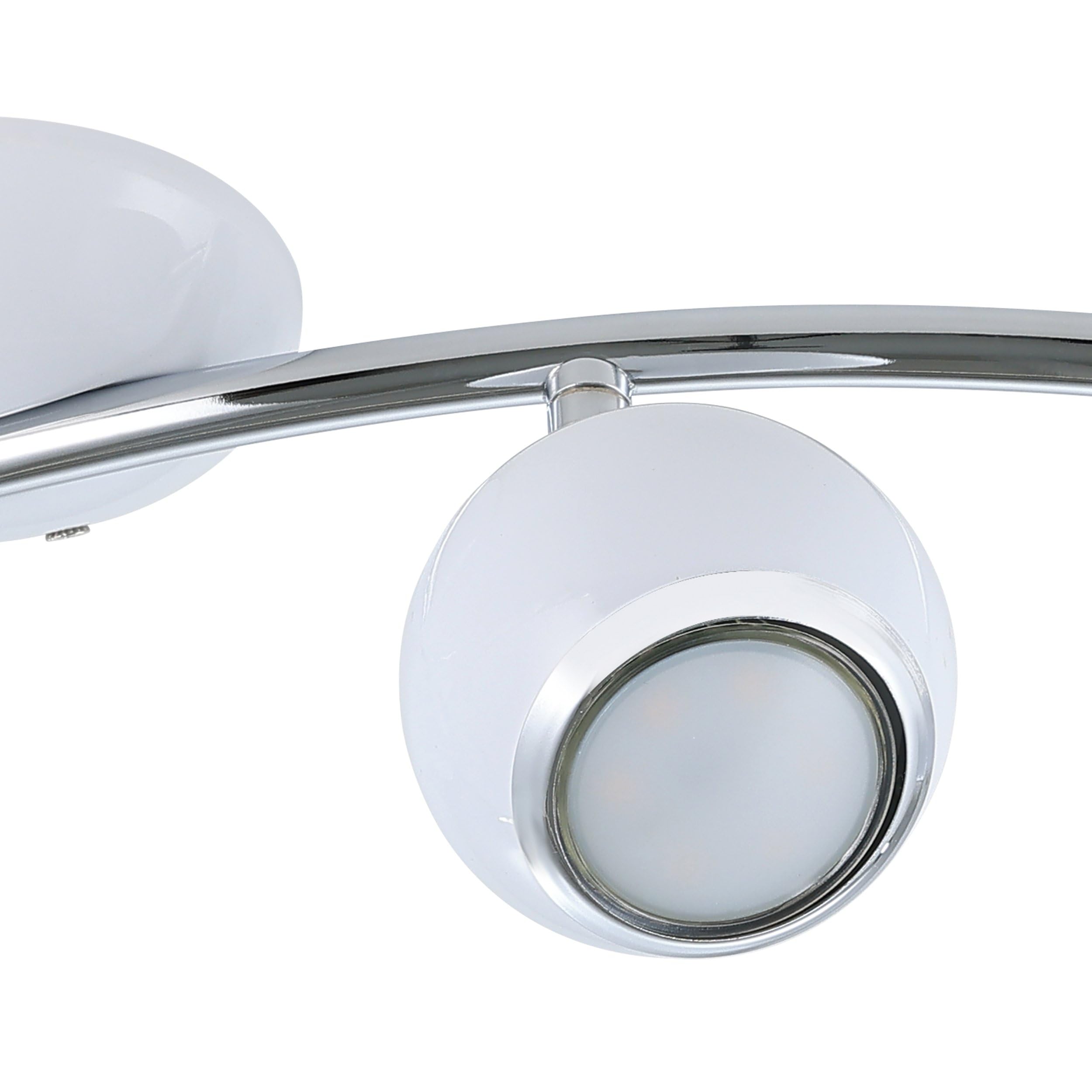 Eglo LED lámpara de techo Bimeda, lámpara de techo con 4 luces, focos | de metal en blanco y cromo, lámpara para salón, spots con bombillas GU10, luz cálida