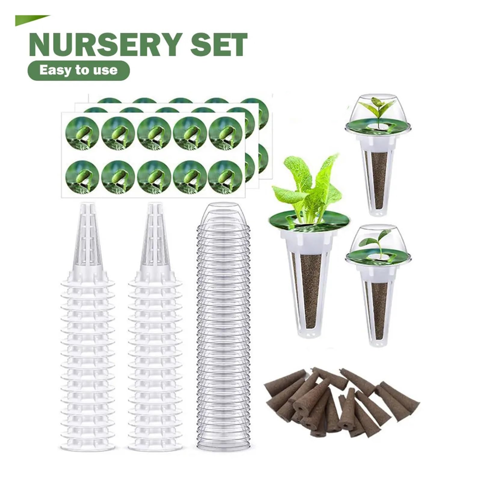 Cubi di lana di roccia Kit di baccelli di semenzaio for piantine agricole trasparenti for sistema di coltivazione in serra Piante da interno for esterni Forniture idroponica per serre per una crescita