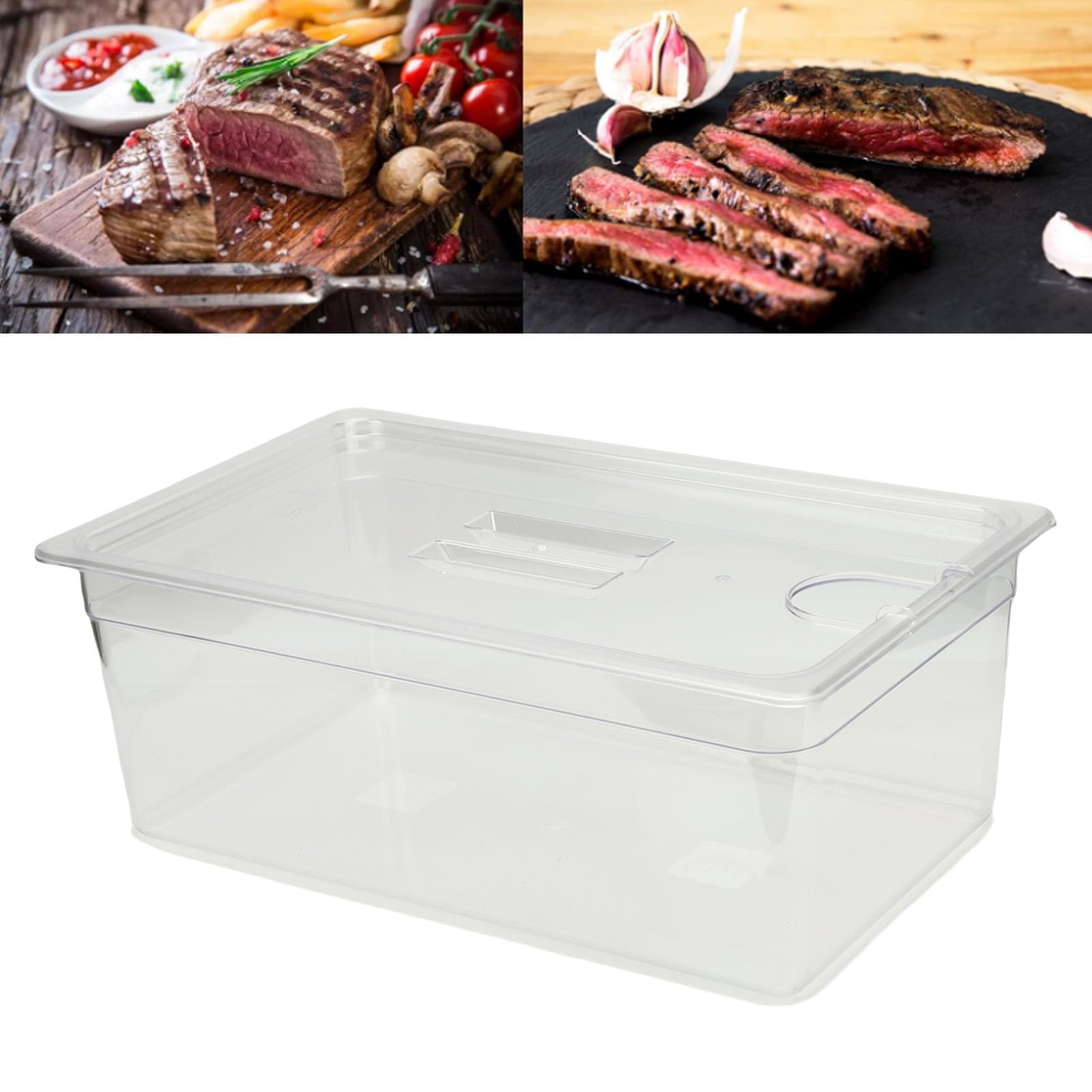 Acouto Contenedor Sous Vide de 25L, Material PP Transparente, Tanque de Agua de Cocción Lenta con Tapa para Cocinar en Casa y Preparar Comidas