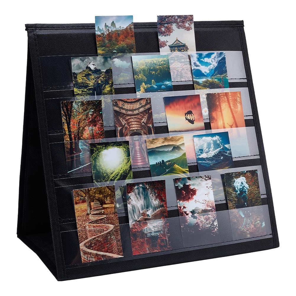 UNICRAFTALE 5 Tiers Black Double Sided Portable Bookmark Display Stand for Universal Bookmarks 3 Layers Portable Greeting Card Sticker Holder Display Plastic Bookmark Holder for Retail Store