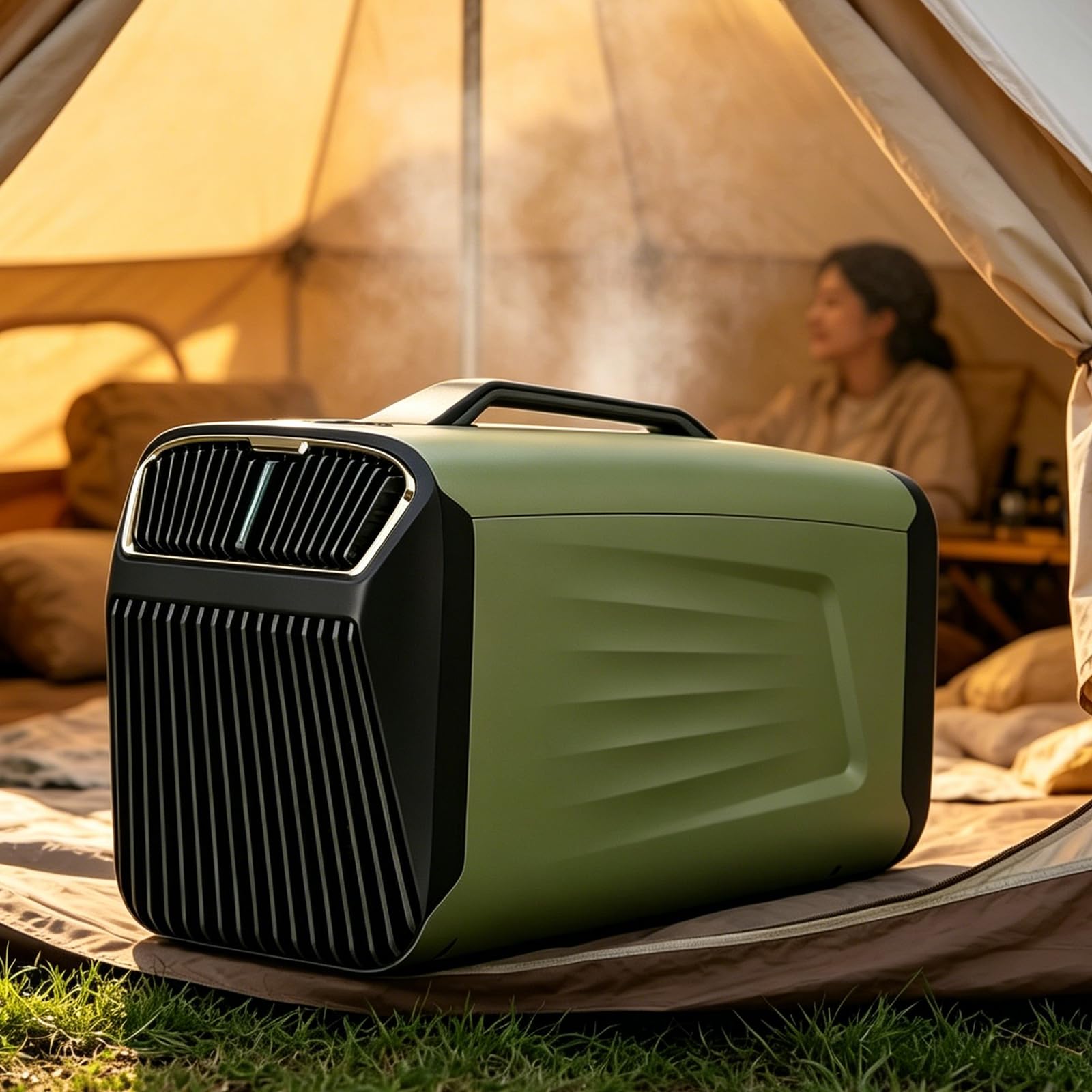 URJWAN Portable Air Conditioner, 400W Quiet Camping AC Unit with Compressor, Low Power Consumption for Tent, RV, Coo All-in-One Cold Green