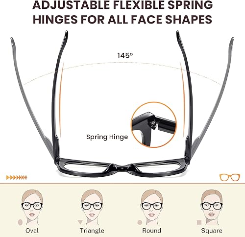 Miniatura 4 de Gaoye Paquete de 6 lentes de lectura de gran tamaño para mujer, elegantes bloqueo de luz azul, antifatiga ocular, para lectores de computadora,