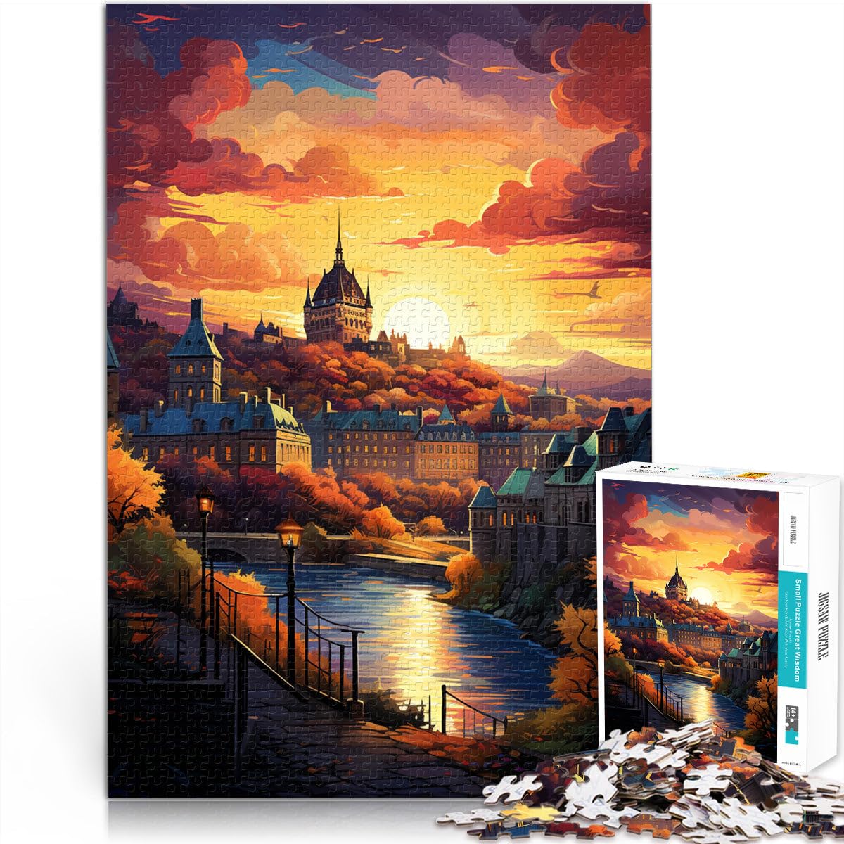 Puzzle per adulti, 2000 pezzi, vecchio Quebec, difficile e stimolante, 27,56 x 39,37 pollici, gioco educativo per compleanno, Natale