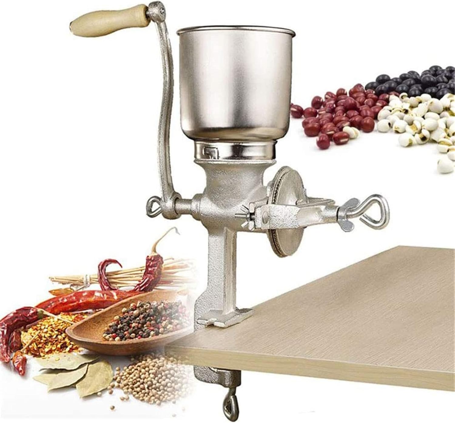 PIMRRU Manual Stainless Steel Grain Mill with Hand Crank