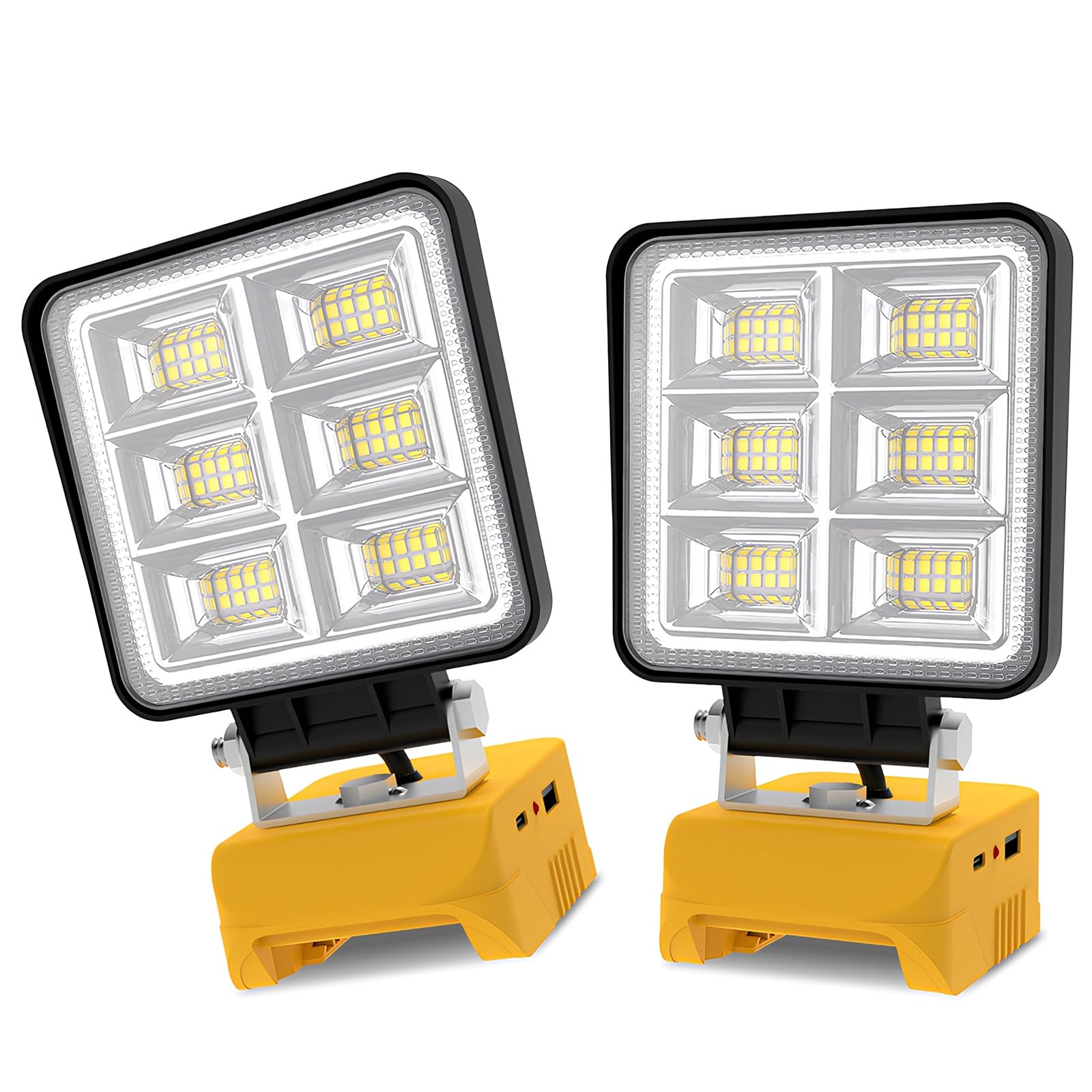 HDOYTXXM 2Pcs Rechargeable LED Work Light Portable Adjustable Base LED Flood Light Emergencies Camping Job Sites Spotlights Cordless Emergencies Camping Job Sites Spotlights