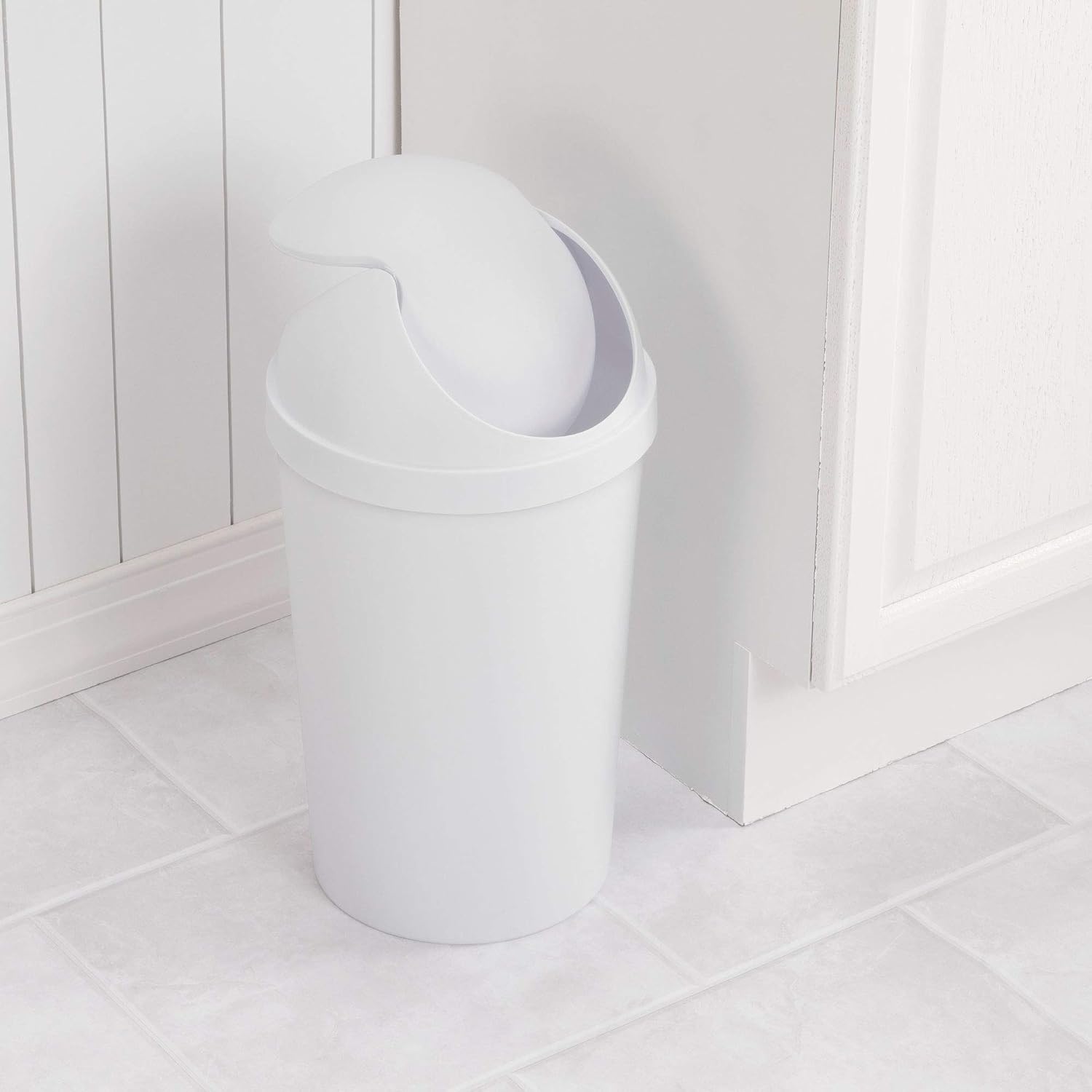 Sterilite White 12 Qt Swing-Top Wastebasket