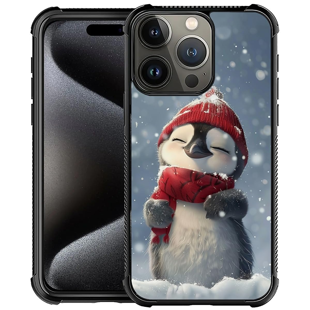 CARLOCA Compatible with iPhone 16 Pro Case, Cute Baby Penguin Pattern for Girl Ultra Protection Shockproof Soft Silicone TPU Non-Slip Back