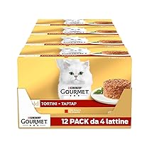 GOURMET Gold – Cibo Umido Gatto Adulto, Tortini con Manzo, Pollo. 48 Lattine da 85 g