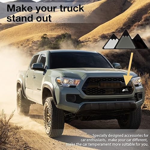 Miniatura 3 de Emblema de coche tricolor para malla dorada, emblemas e insignias de automóvil impermeables con diseño de montaña triangular, insignias de automóvil