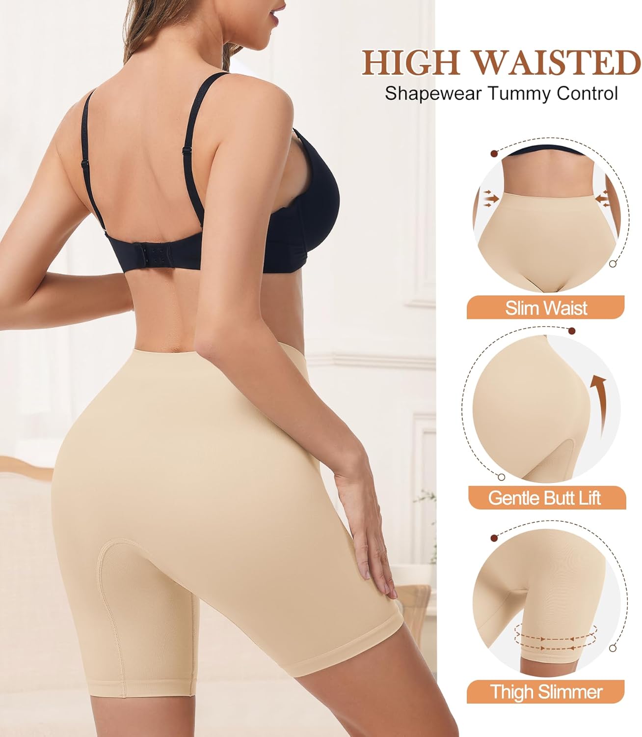 Seamless Slip Shorts for Under Dresses Women High Waist Shapewear Shorts Tummy Control Anti Chafing Underwear - Image 2