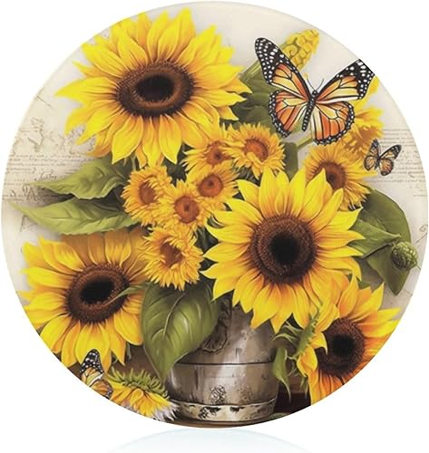 Girasoles con mariposasTablas de cortar de vidrio templado para cocina, resistente a los arañazos, resistente al calor, antideslizante, con patas de