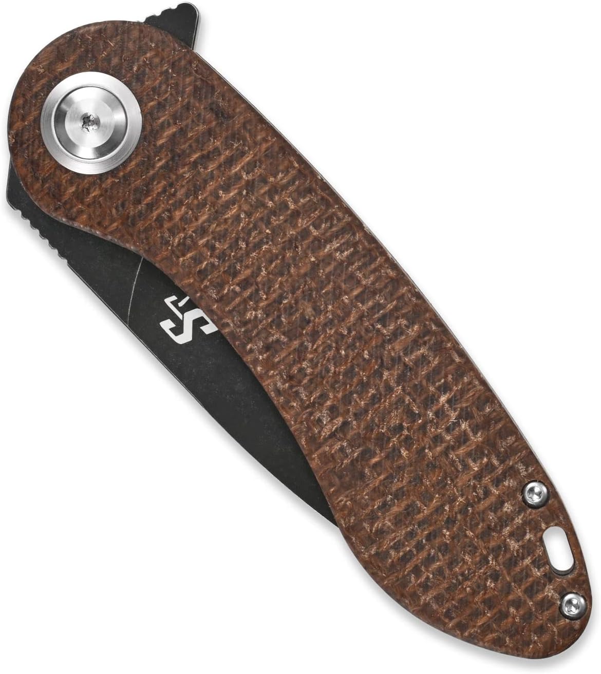 Sitivien ST139 Folding Knife, Sandvik 14C28N Steel Blade Knife Micarta Handle EDC Tool Knives for Outdoor Camping, Hiking, Hunting, Survival(Brown)