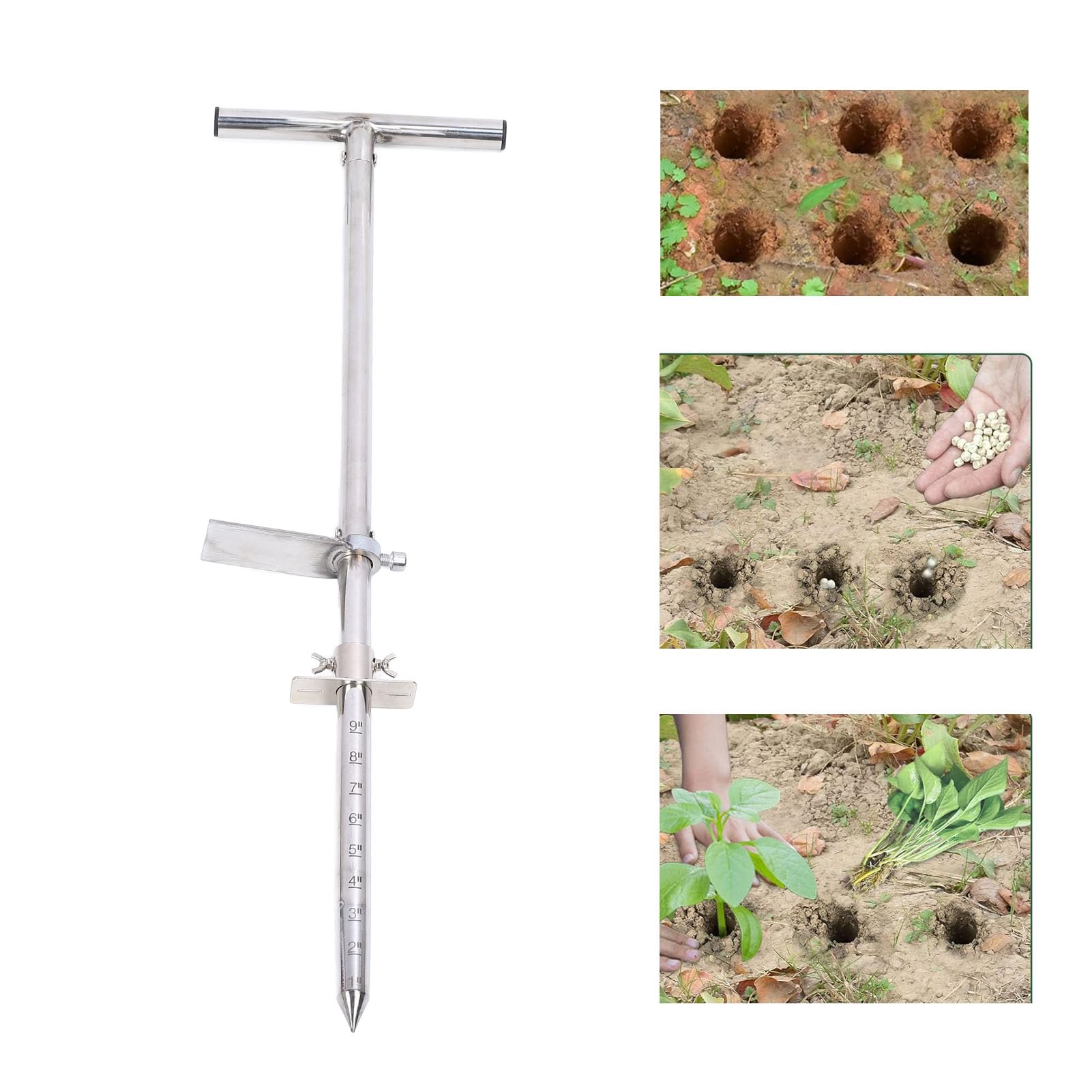 Sonda do próbkowania gleby ze stali nierdzewnej z pedałem nożnym, ergonomiczna T - narzędzie do sadzenia roślin 80 cm do pielęgnacji ogrodu trawnikowego