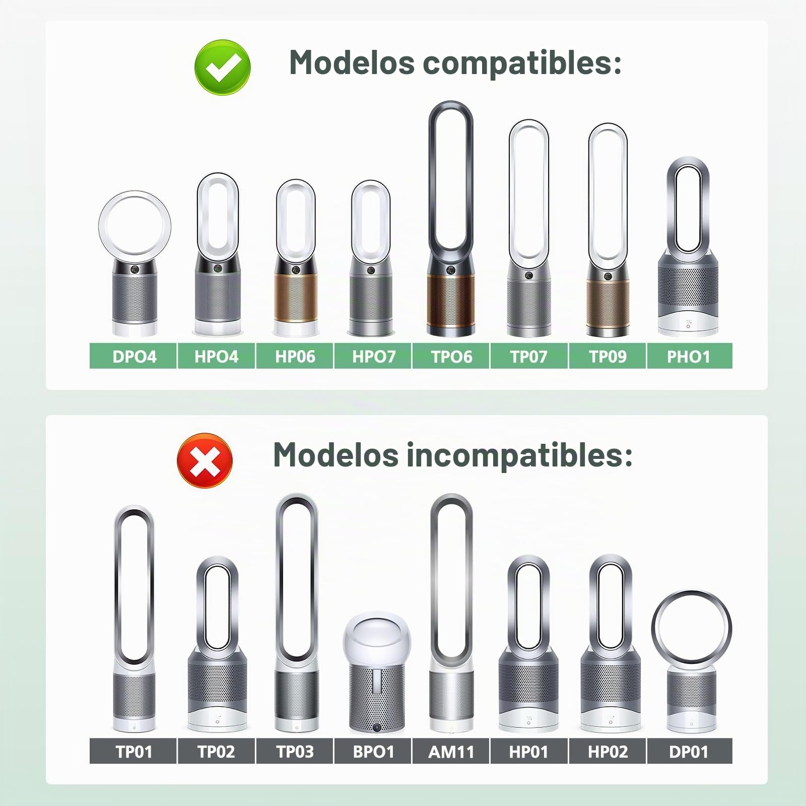 Filtro de repuesto 2 en 1 para Dyson PH01 HP07 HP10 TP07 TP10 TP10 TP09 HP09 HP06 TP06 TP06 Purificador de aire 360 Combi Glass Pure Cool Hot Humidify Fan, HEPA 2 en 1 + filtro de carbono